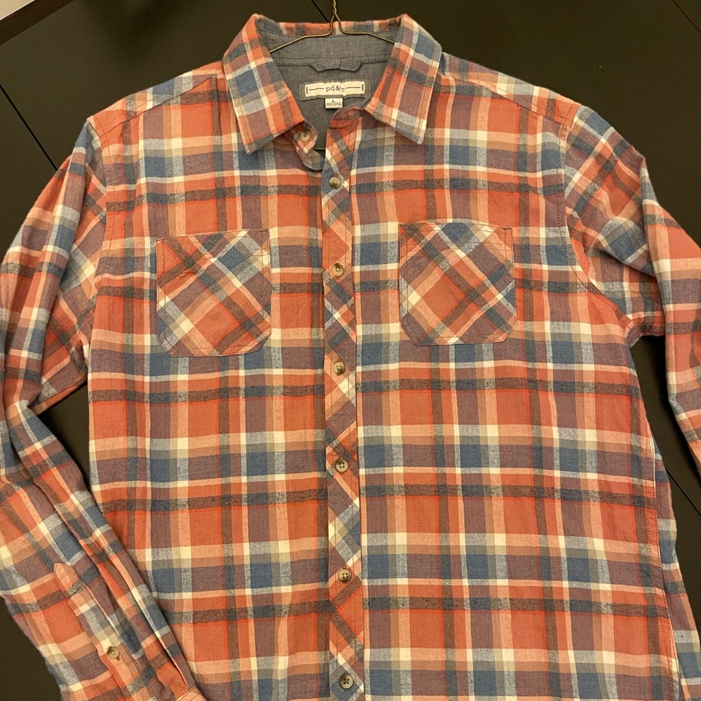Size large orange plaid button up